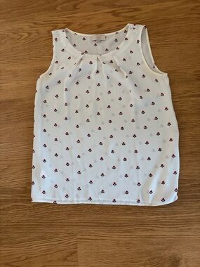 Loft White Floral Blouse Shell